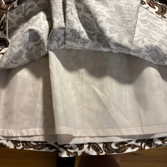 Talbots Womens Linen Blend Pleated Floral Print Skirt White Brown Print Size 6 - Picture 5 of 6